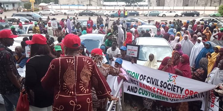 MIDEN Services: NGO pickets Sterling Bank for the second day