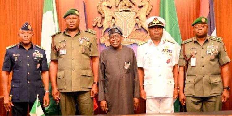 Tinubu host newly appointed Service Chiefs in Aso Villa