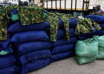 Police intercept diesel truck loaded with military camouflage, drugs in Lagos